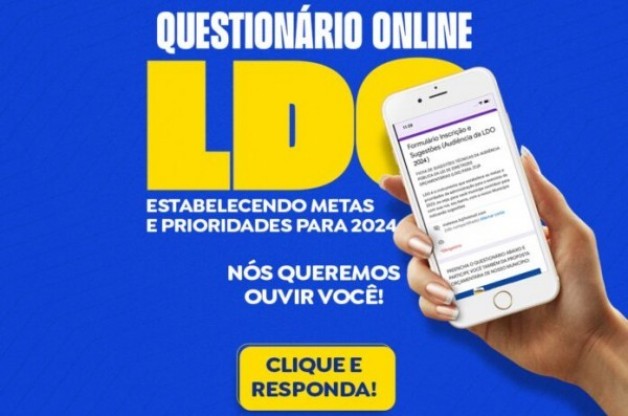 Prefeitura disponibiliza questionário online para participação dos munícipes na elaboração da LDO e LOA 2024